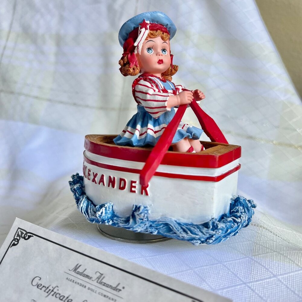 Music Box Vintage Madame Alexander Music Box Figurine, Row, Row, Row Your Boat